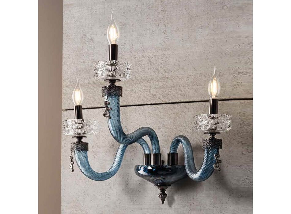 Klassisk vägglampa 3 lampor Handgjorda lyxglas tillverkade i Italien - saltlösning Viadurini