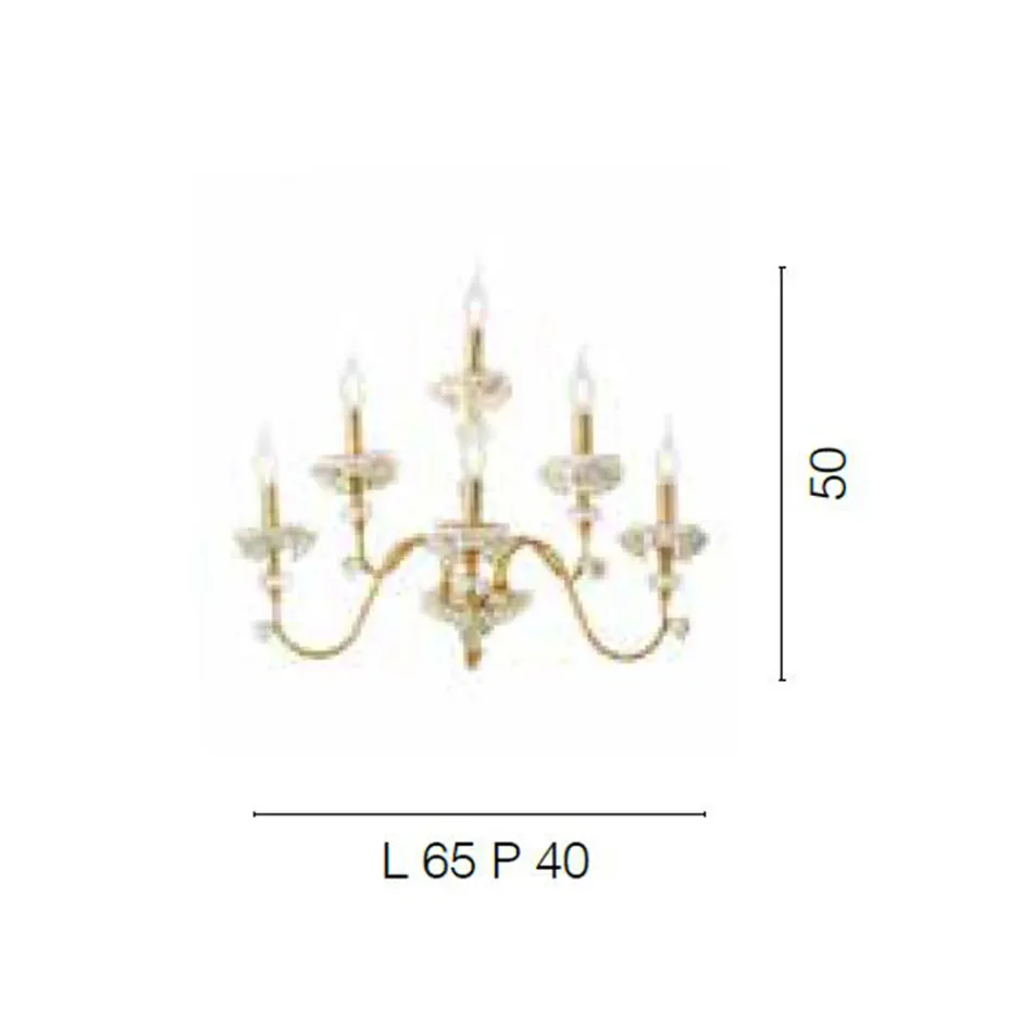 Klassisk vägglampa 6 lampor i porslin och lyxblåst glas - Eteria Viadurini