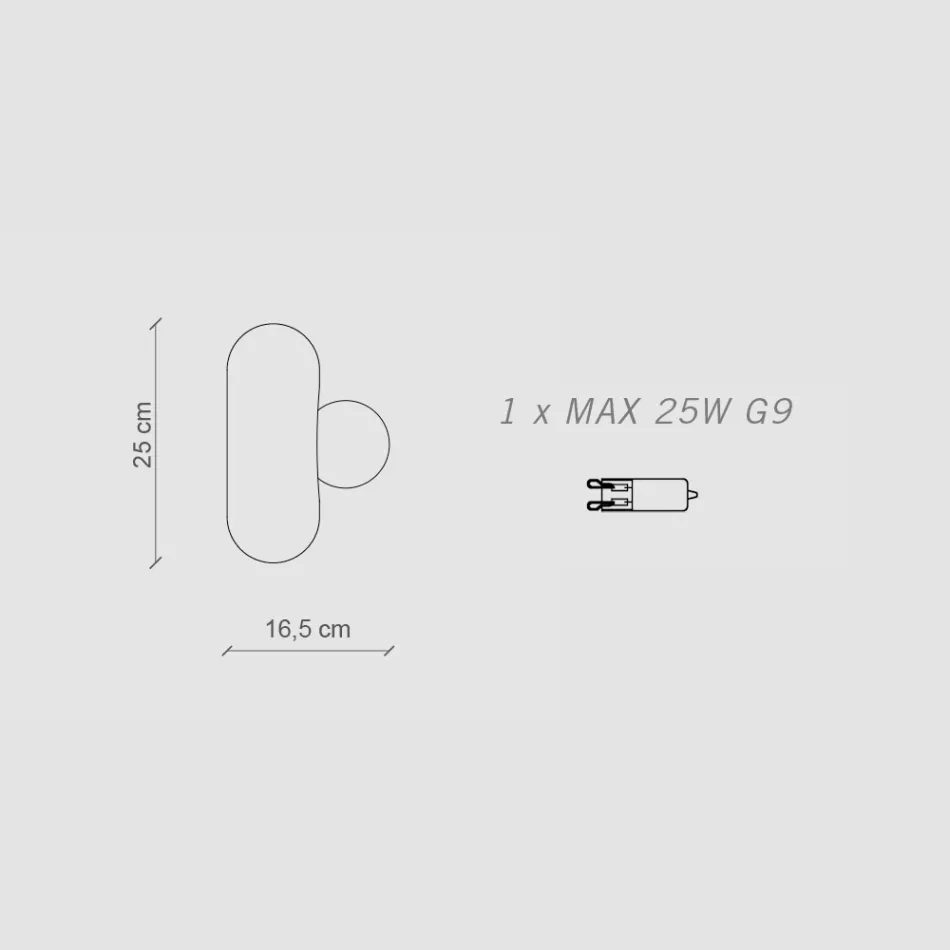 Vägglampa med diffusor i opalglas Tillverkad i Italien - Bumbum Viadurini