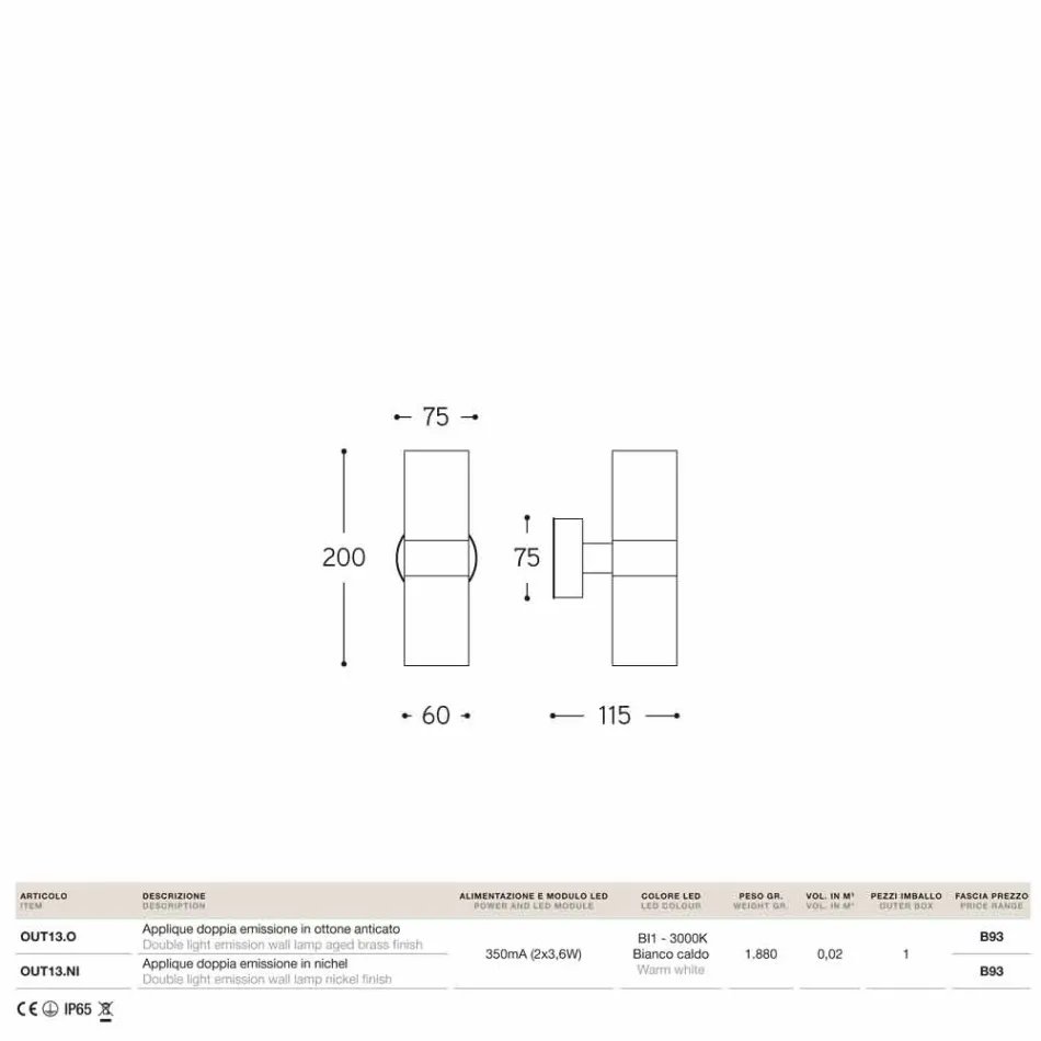 Applikationer utomhus dubbel emissions mässing Abarth 204 Viadurini