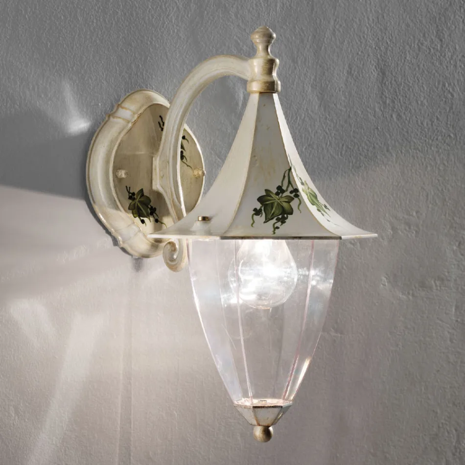 Utomhusvägglampa i handmålad aluminium och Edere-dekoration - Arezzo Viadurini