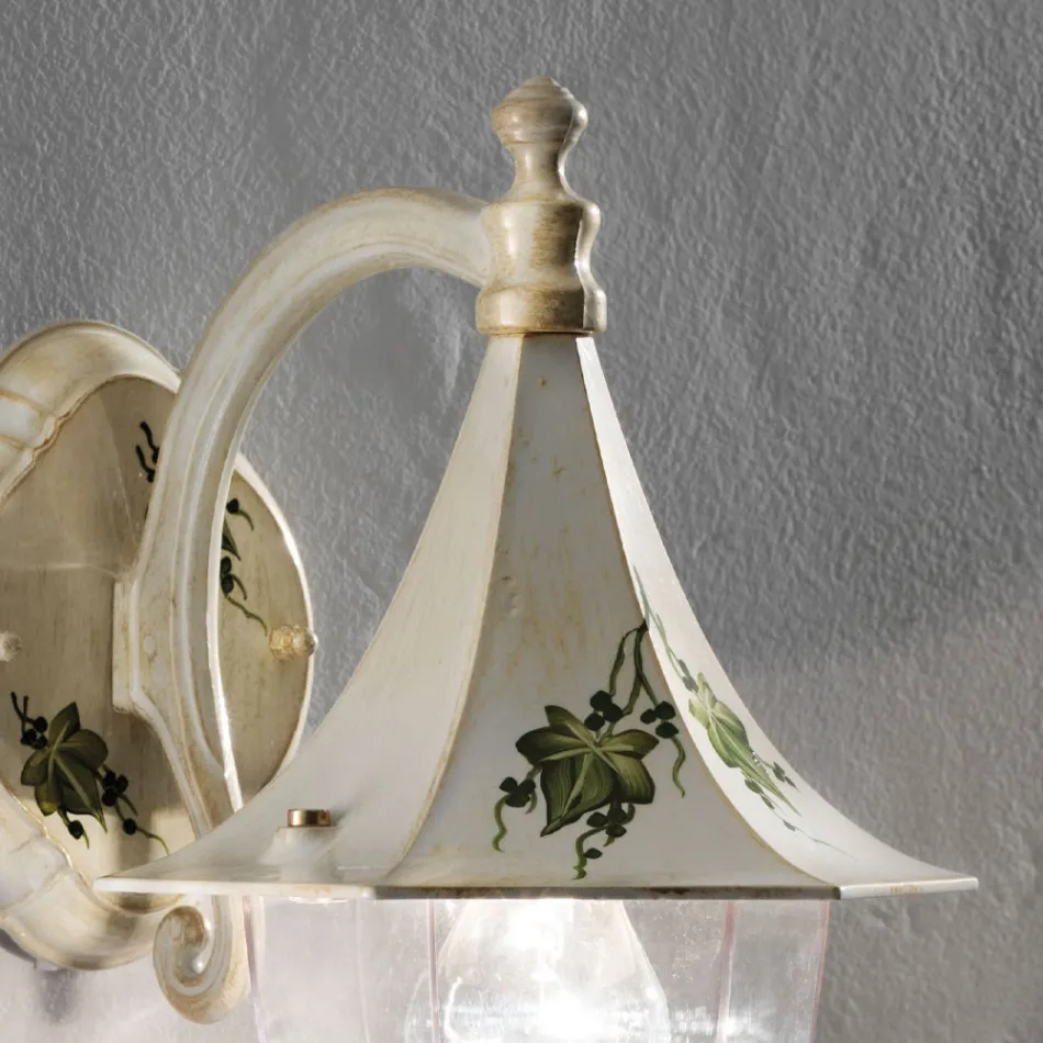 Utomhusvägglampa i handmålad aluminium och Edere-dekoration - Arezzo Viadurini