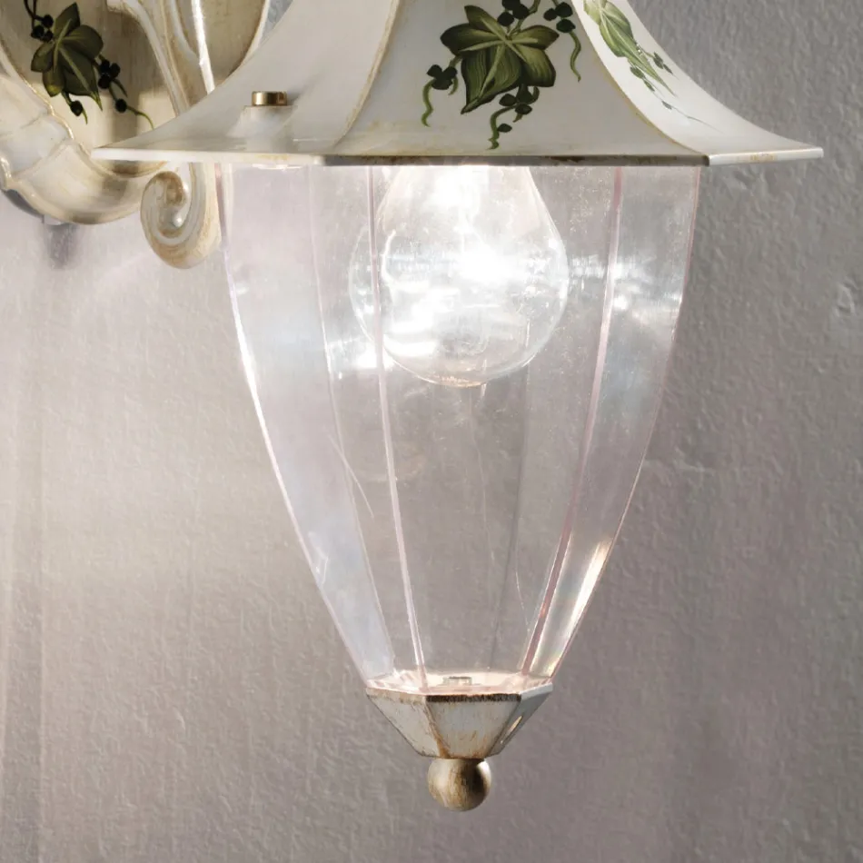 Utomhusvägglampa i handmålad aluminium och Edere-dekoration - Arezzo Viadurini