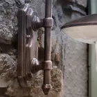 Vägglampa utomhus i svart aluminium och handmålade blommor - Latina Viadurini