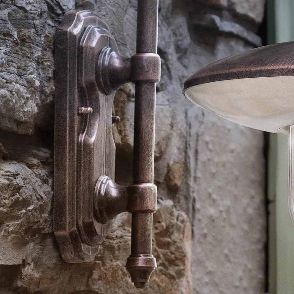 Vägglampa utomhus i svart aluminium och handmålade blommor - Latina Viadurini