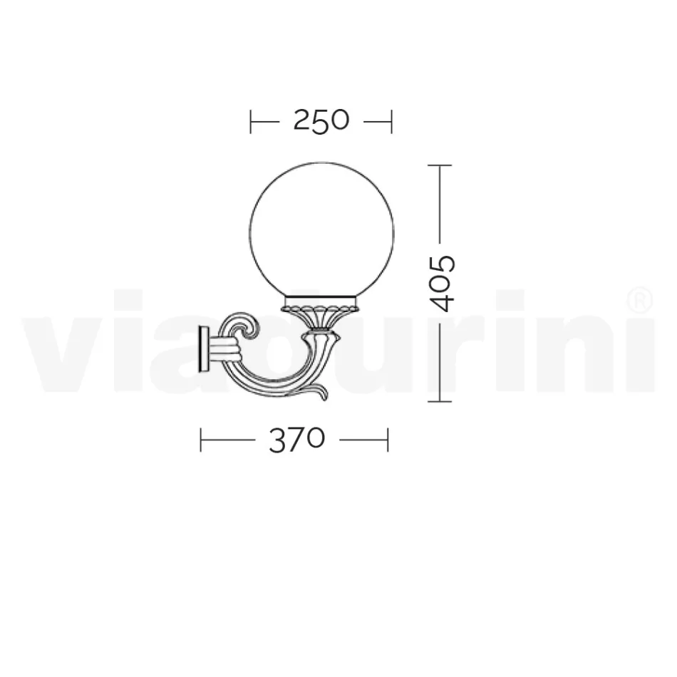 Utomhusvägglampa i pressgjuten aluminium och akrylsfär - Trovanero Viadurini