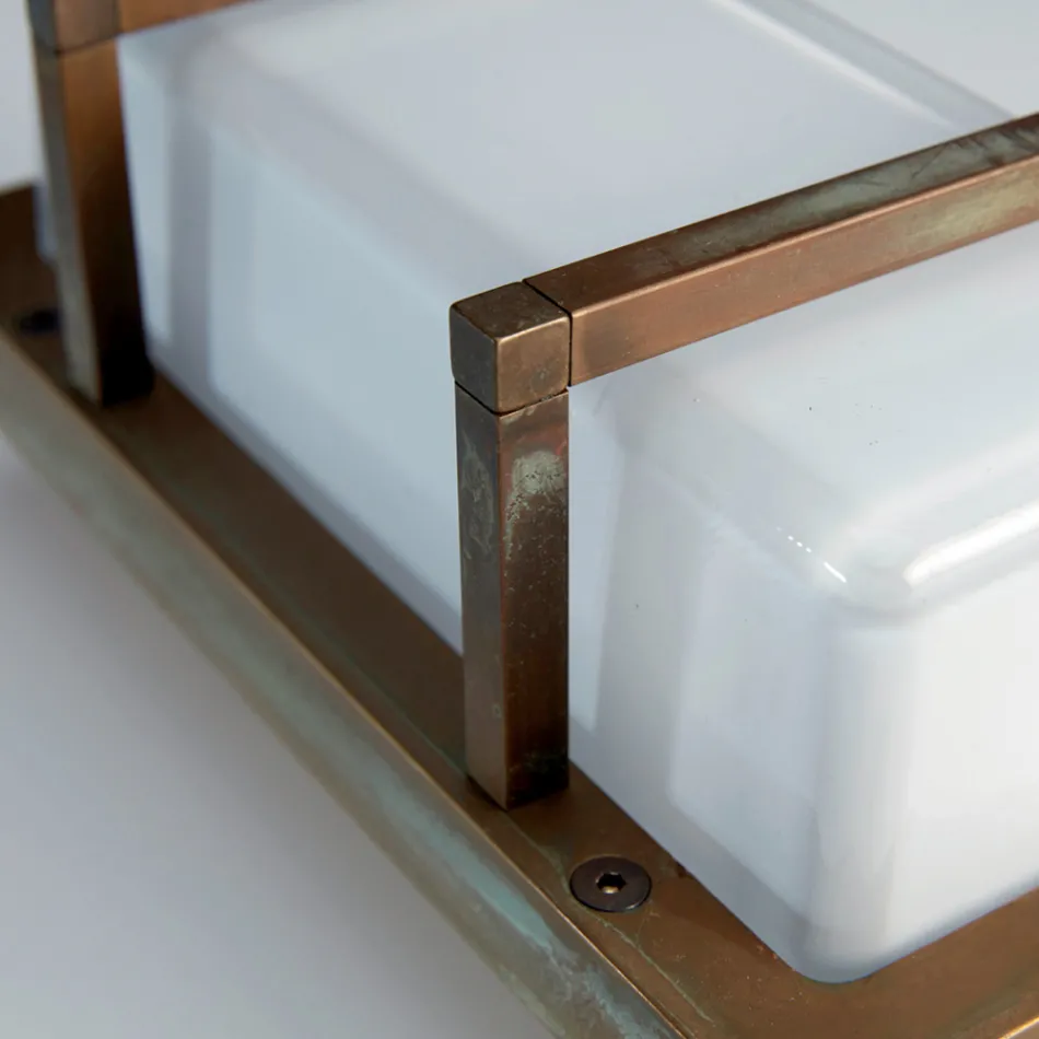 Vägglampa för utomhusbruk i mässing, E27 och geometrisk stil, tillverkad i Italien - Kristall Viadurini