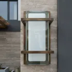 Vägglampa för utomhusbruk i mässing, E27 och geometrisk stil, tillverkad i Italien - Kristall Viadurini