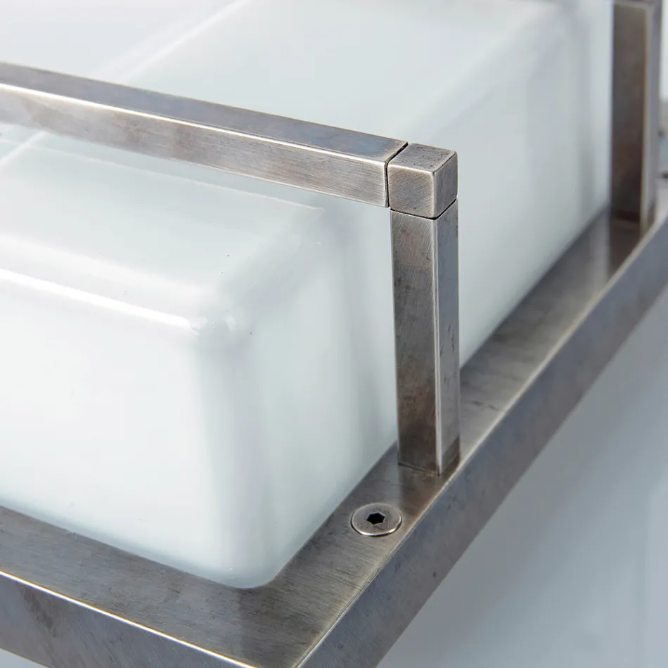 Vägglampa för utomhusbruk i mässing, E27 och geometrisk stil, tillverkad i Italien - Kristall Viadurini