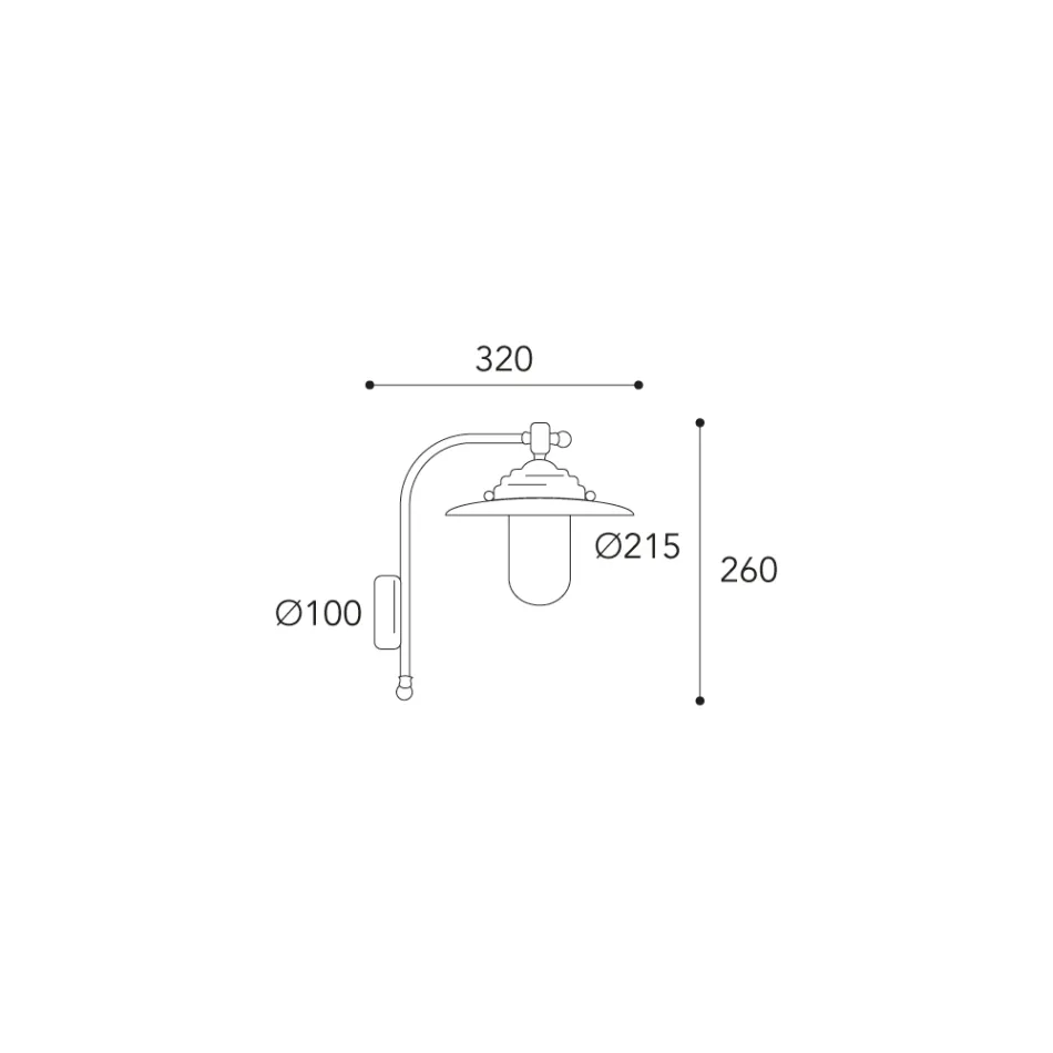 Elfico utomhusvägglampa i mässing, klart glas och IP44-klassning Viadurini