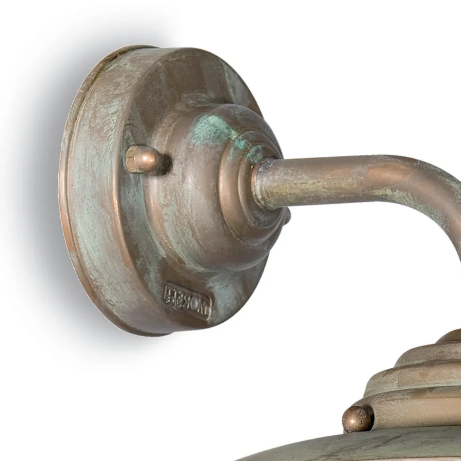 Vintage mässing utomhusvägglampa, klart glas - Elfico Viadurini