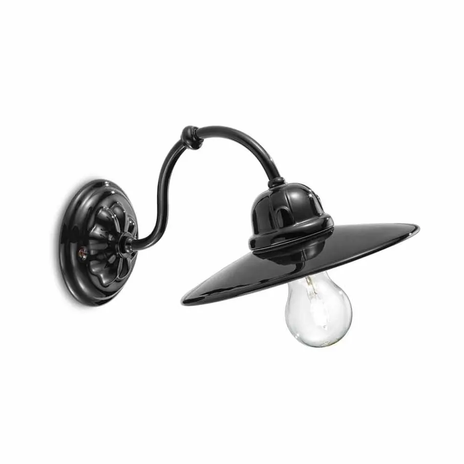 Lampa i glansigt keramiska vägg Ferroluce Retro Viadurini