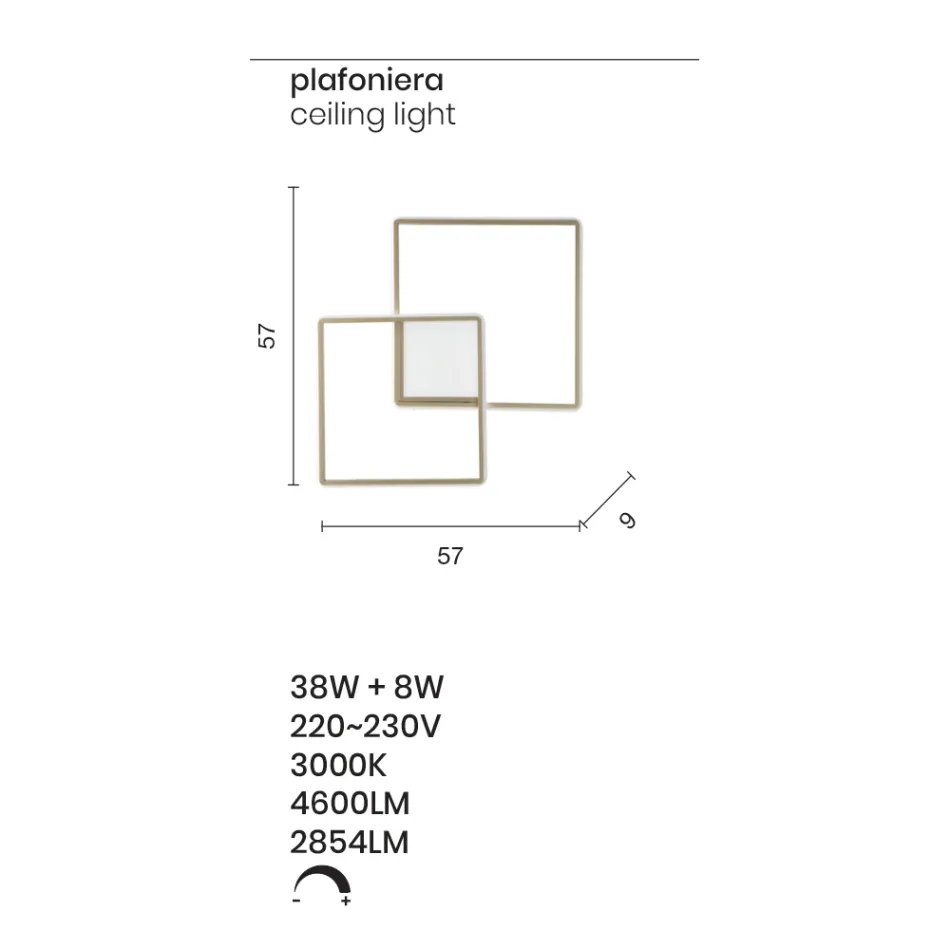 Modern - Formell guldmålad metallvägglampa med LED Viadurini