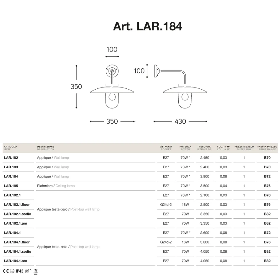 Nabucco vägglampa av Aldo Bernardi, belysning i mässing Viadurini