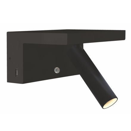 Justerbar dekorativ LED-vägglampa i aluminium med USB-portar - Alena Viadurini