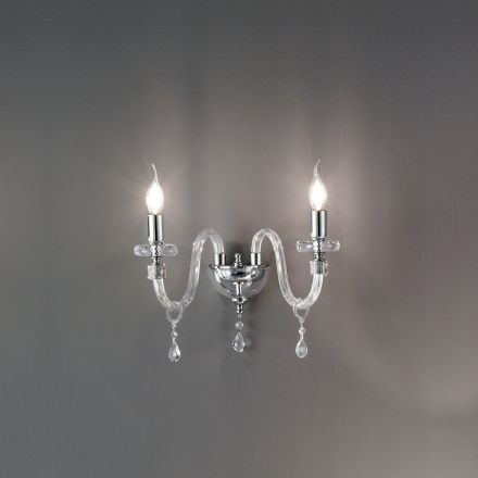 Klassisk design vägglampa med 2 lampor i krom handarbetat glas - Similo Viadurini