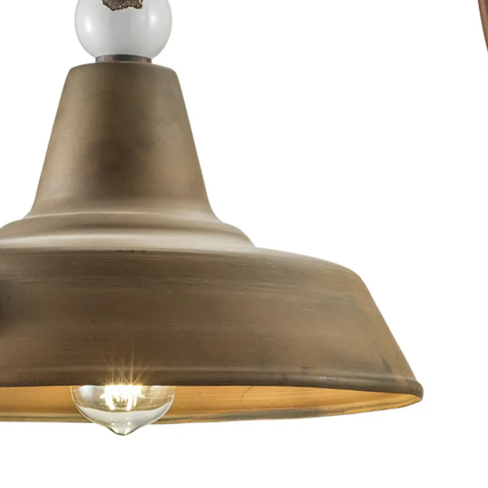 Industriell design vägglampa i järn och keramik Handgjord - Grunge Viadurini