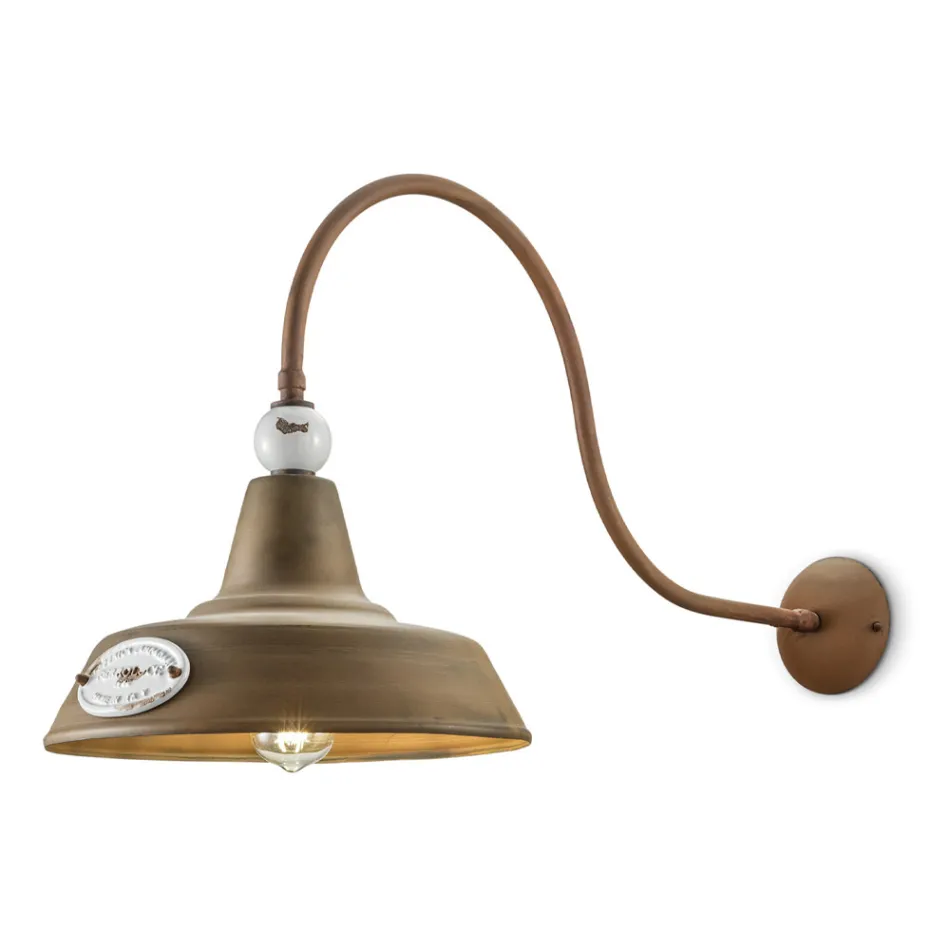 Industriell design vägglampa i järn och keramik Handgjord - Grunge Viadurini