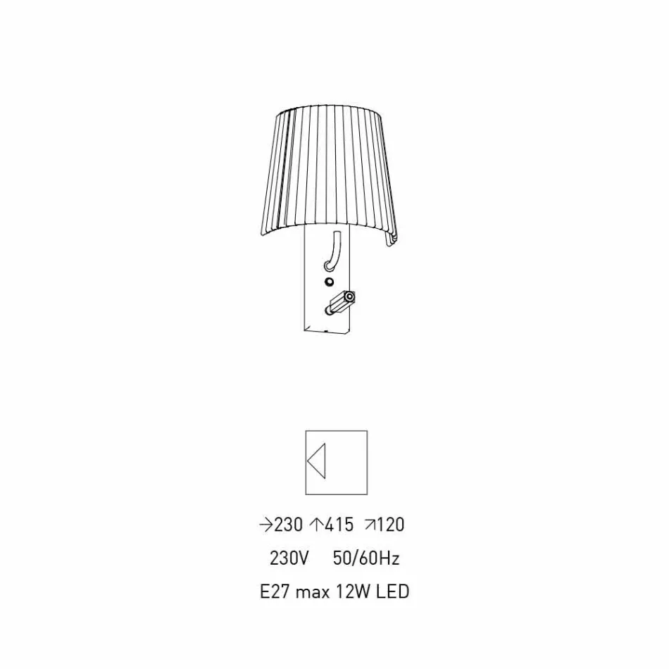 Design vägglampa med struktur i svart metall och organza tillverkad i Italien - bom Viadurini