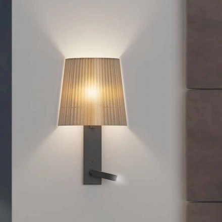 Design vägglampa med struktur i svart metall och organza tillverkad i Italien - bom Viadurini