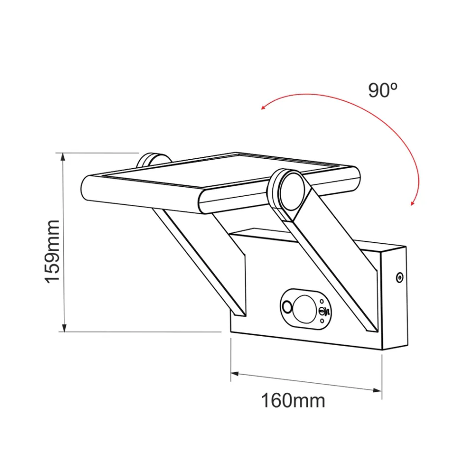Vägglampa Solar Led Spotlight i Vit eller Svart Aluminium med Sensor - Hugo Viadurini