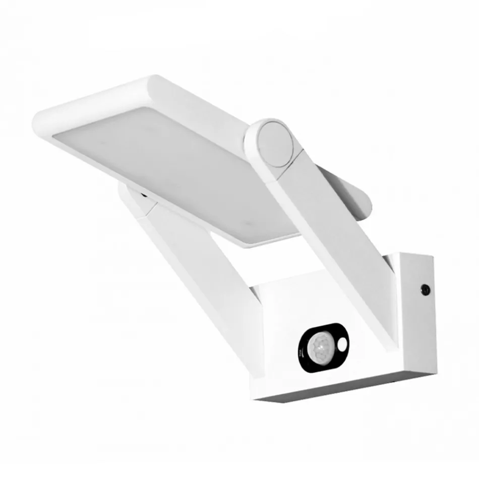 Vägglampa Solar Led Spotlight i Vit eller Svart Aluminium med Sensor - Hugo Viadurini