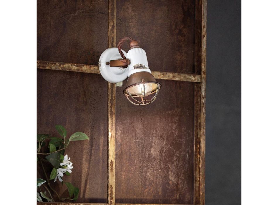 Applikation Spotlight Industrial Style Handgjorda i järn och keramik - Loft Viadurini
