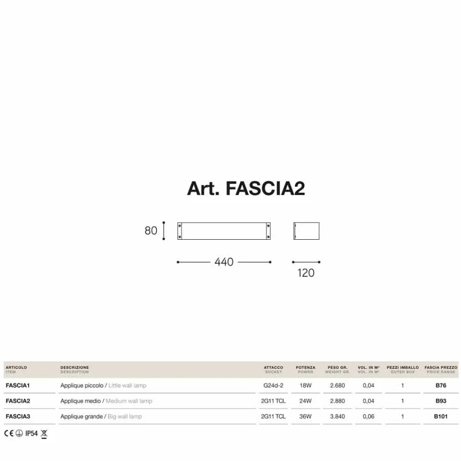 Mode applique medium är koppar och metakrylat Viadurini