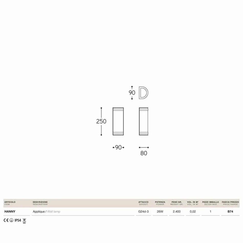 Applique Hanny Aldo Bernardi mässing och vit metakrylat Viadurini