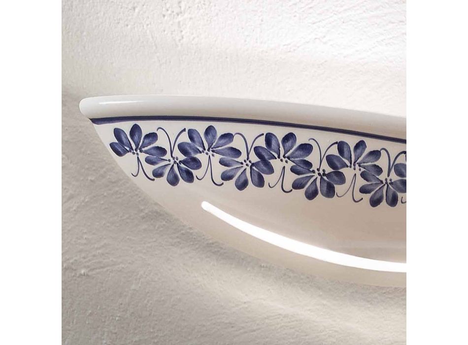 Artisan Keramisk vägglampa och handmålade blå dekorationer - Trieste Viadurini