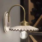 Plisserad blank keramisk applikation och handmålad kant - Laquila Viadurini