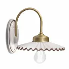 Plisserad blank keramisk applikation och handmålad kant - Laquila Viadurini