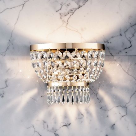 Förgylld järnvägglampa med strass Tillverkad i Italien - Österrike Viadurini