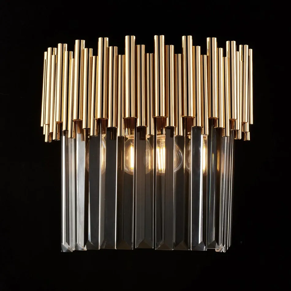 Förgylld järnvägglampa med strass Tillverkad i Italien för inredning - Paris Viadurini