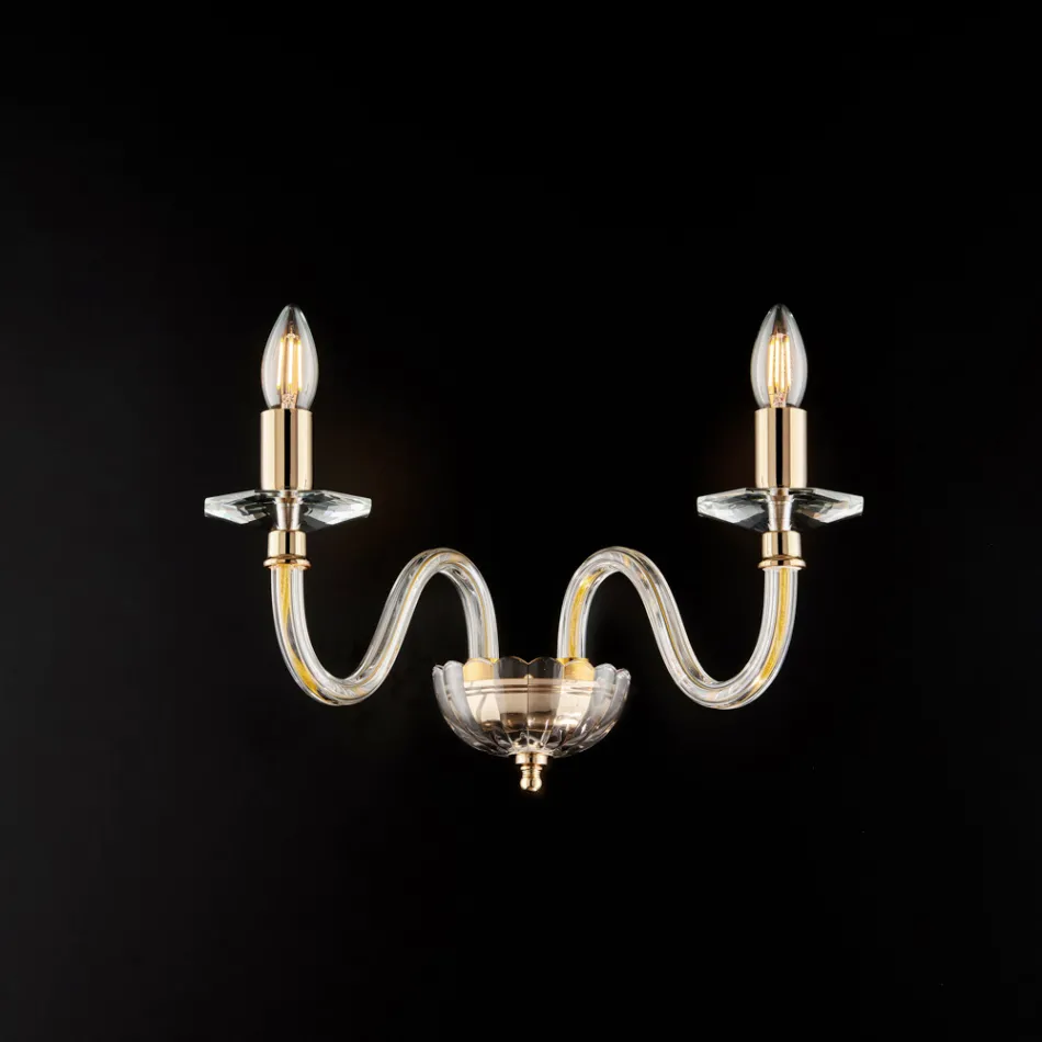 Förgylld järnvägglampa med glas Tillverkad i Italien för inredning - Innsbruck Viadurini