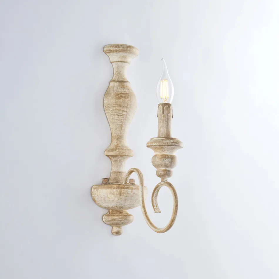 Vägglampor i trä och lackerat järn för inredning - Tillverkade i Italien - Toscana Viadurini