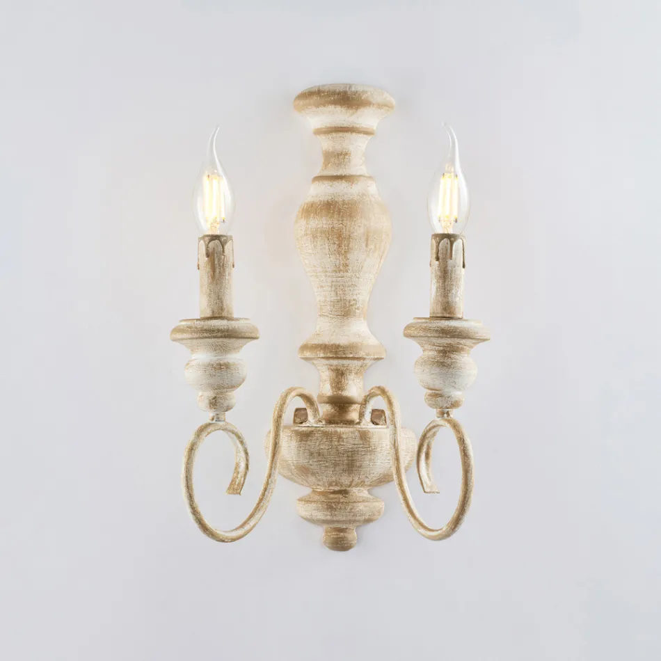 Vägglampor i trä och lackerat järn för inredning - Tillverkade i Italien - Toscana Viadurini