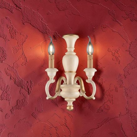 Vägglampor i trä med vita eller elfenbensfärgade ytor, tillverkade i Italien - Florens Viadurini