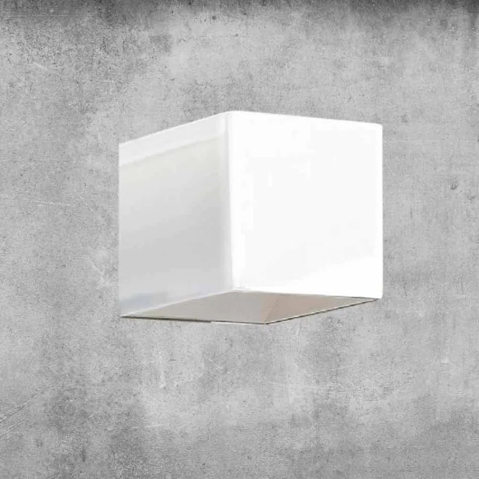 Vägglampa i mässing och gips tillverkad i Italien - Cubetto Aldo Bernardi Viadurini