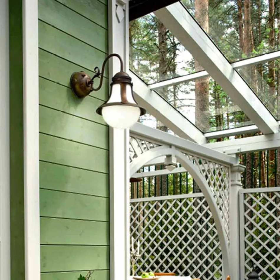 Mässing lampetter och vitt Loggia blåst glas Viadurini