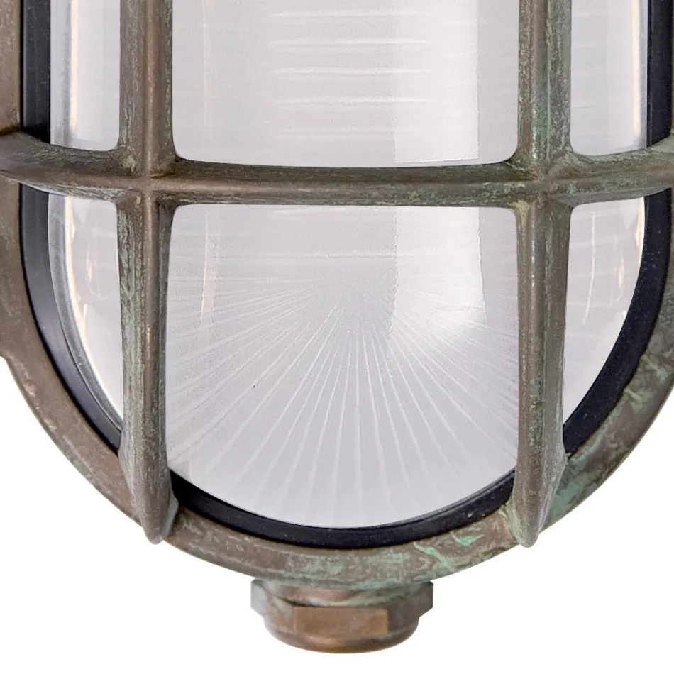 Vintage vägglampa i mässing med opal/klart glas - Mermaid Viadurini