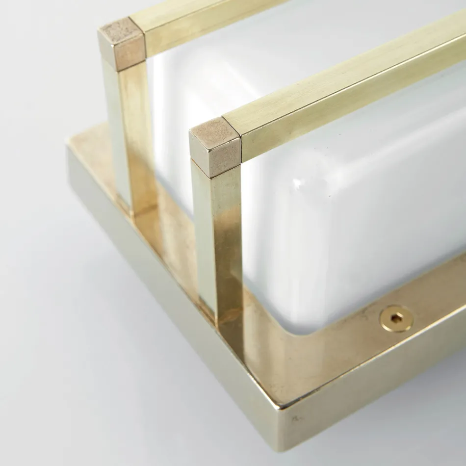 Vintage vägglampa i mässing, E27-sockel och atmosfärisk lampa tillverkad i Italien - Kristall Viadurini