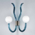 Vägglampa i blått Venedigglas och metall handgjord i Italien - Antonietta