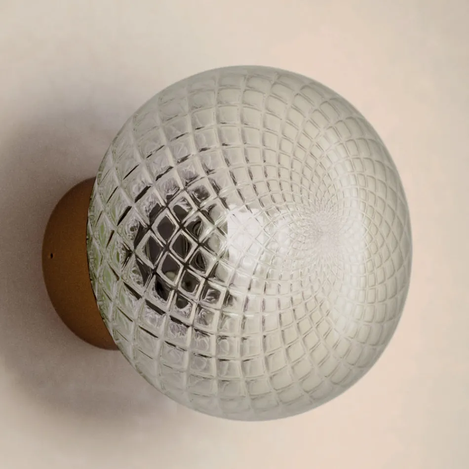 Vägglampa inomhus i grått glas Tillverkad i Italien - Lucciola Viadurini