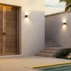 Fyrkantig vägglampa i koppar och LED Tillverkad i Italien - Exempel Viadurini