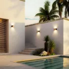 Rektangulär vägglampa i koppar och LED tillverkad i Italien - Exempel Viadurini