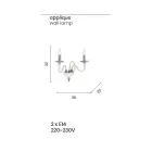 Vägglampa 2 lampor i italienskt hantverksglas och kristall - Mariangela Viadurini