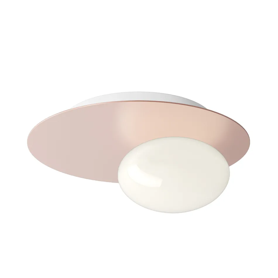 Vägg- eller taklampa i aluminium, metall och vit glaslampa - Luma Viadurini