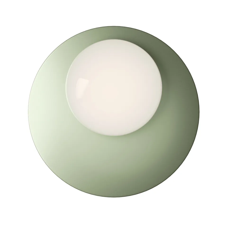 Vägg- eller taklampa i aluminium, metall och vit glaslampa - Luma Viadurini