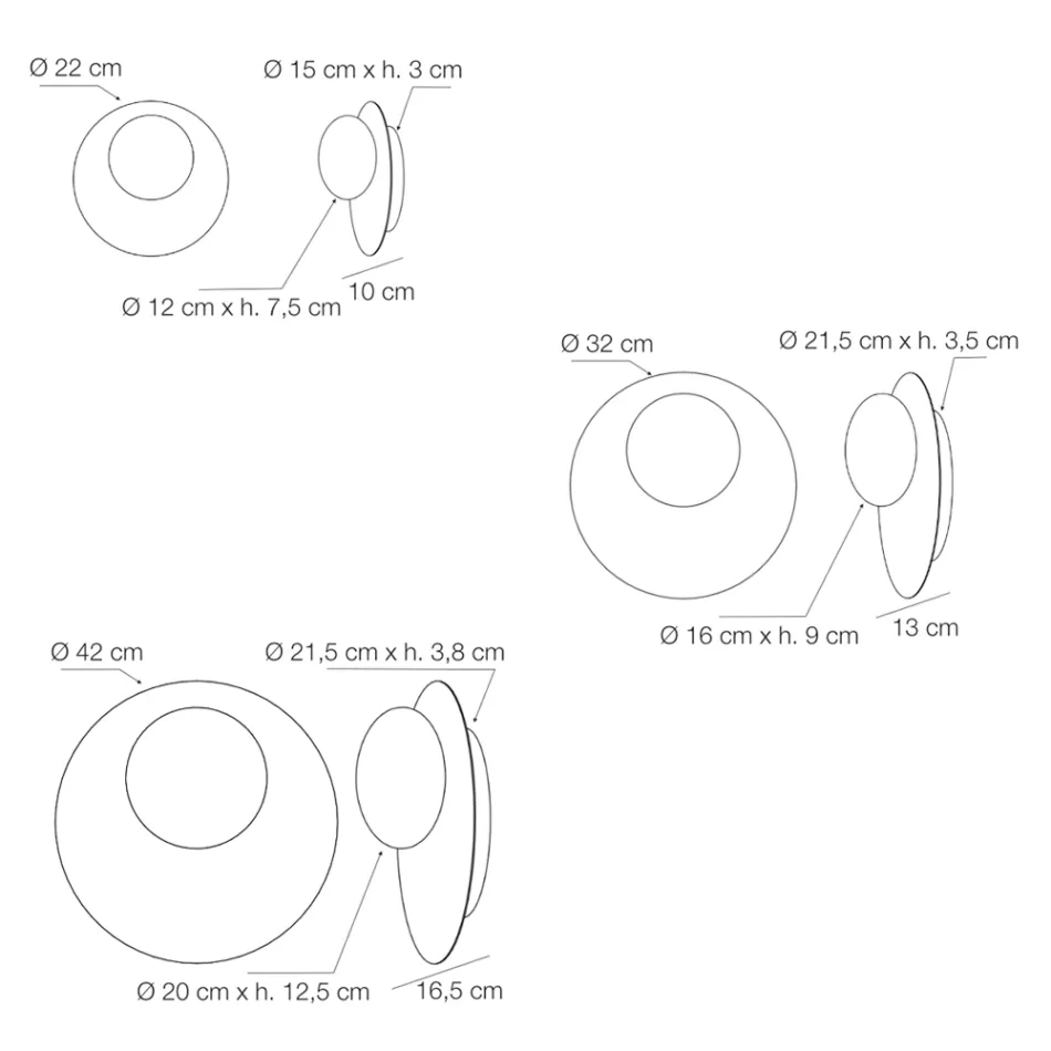 Vägg- eller taklampa i aluminium, metall och vit glaslampa - Luma Viadurini